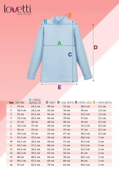 Açık Lacivert Basic Kışlık Yarım Balıkçı Yaka Uzun Kollu Kız Çocuk Tişört - 5