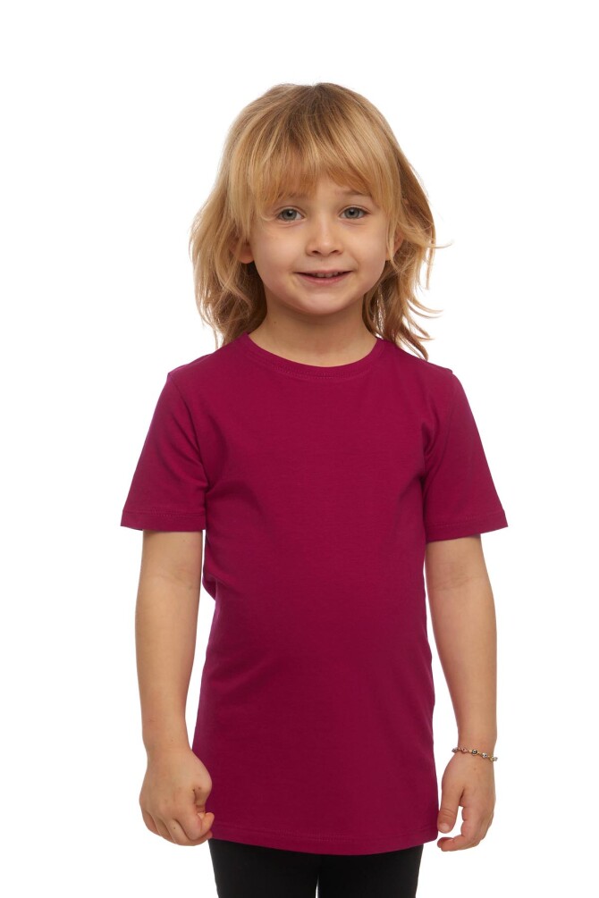 Mürdüm Basic Unisex Çocuk Sıfır Yaka Kısa Kollu Tişört - 1