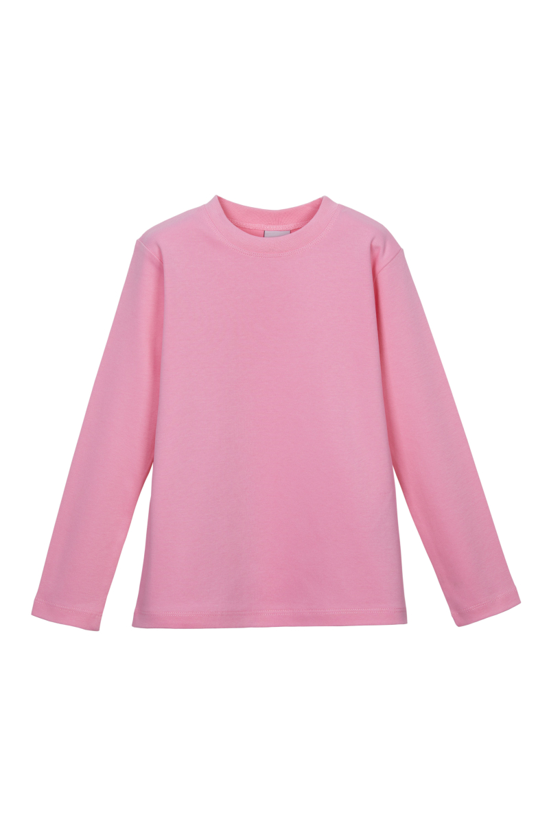 Pembe Basic Unisex Çocuk Kışlık Sıfır Yaka Uzun Kollu Tişört - 1