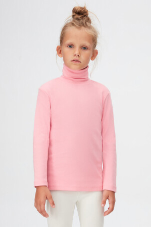 Pembe Basic Unisex Çocuk Tam Balıkçı Yaka Uzun Kollu Tişört - 2